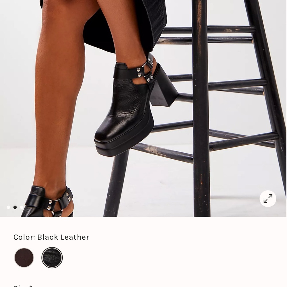 Free People Black Leather Platform Heels - Picture 4 of 12